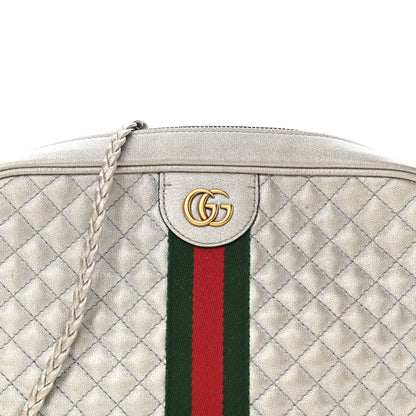 Gucci Laminated Nappa Web Trapuntata Small GG Shoulder Bag Argento 8 of 10