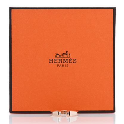 Hermes 18K Rose Gold Diamond PM Clou de Forge Ring 54 6.75 5 of 5