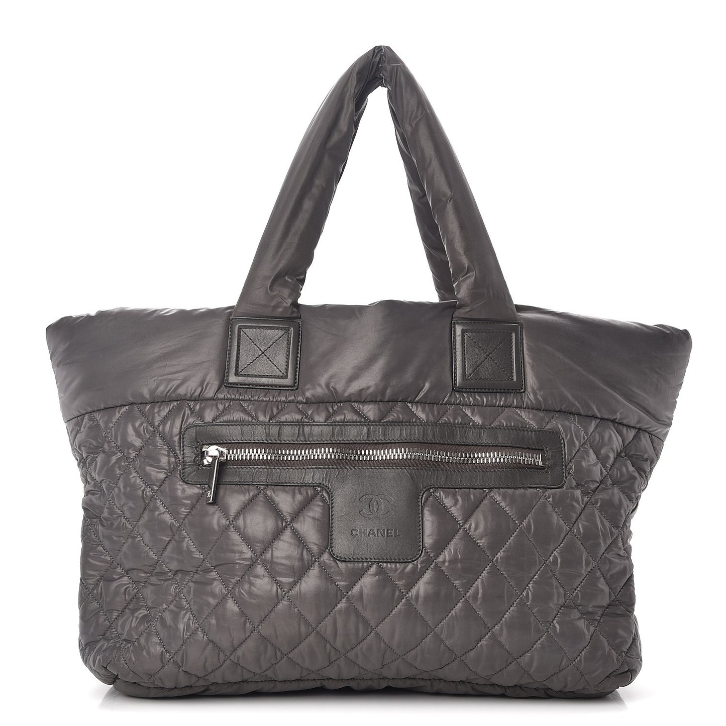 Nylon Quilted Large Coco Cocoon Tote Grey