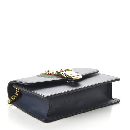 Gucci Calfskin Super Mini Sylvie Chain Shoulder Bag Blue 4 of 11