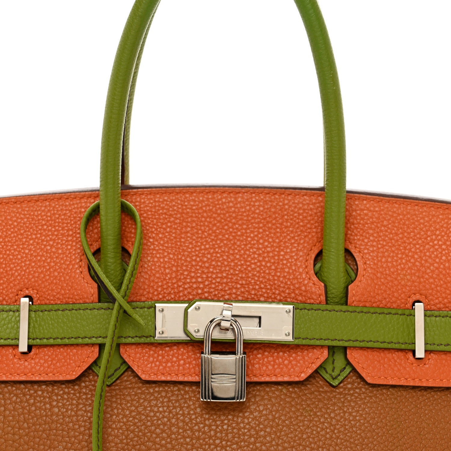 Hermes Togo Birkin 30 Gold Vert Anis Orange 5 of 13
