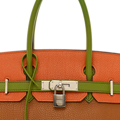 Hermes Togo Birkin 30 Gold Vert Anis Orange 5 of 13