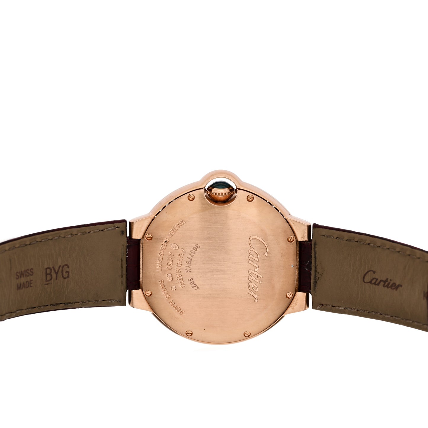 18K Pink Gold Alligator Diamond Bezel 36mm Ballon Bleu De Cartier Automatic Watch