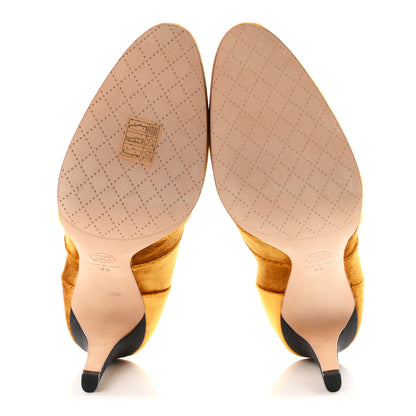 Chanel Velvet CC Lace Up Ankle Boots 39 Gold 5 of 10