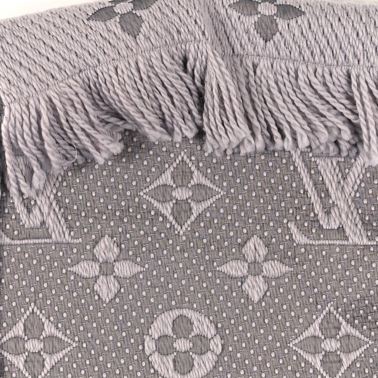 Wool Silk Logomania Scarf Pearl Grey
