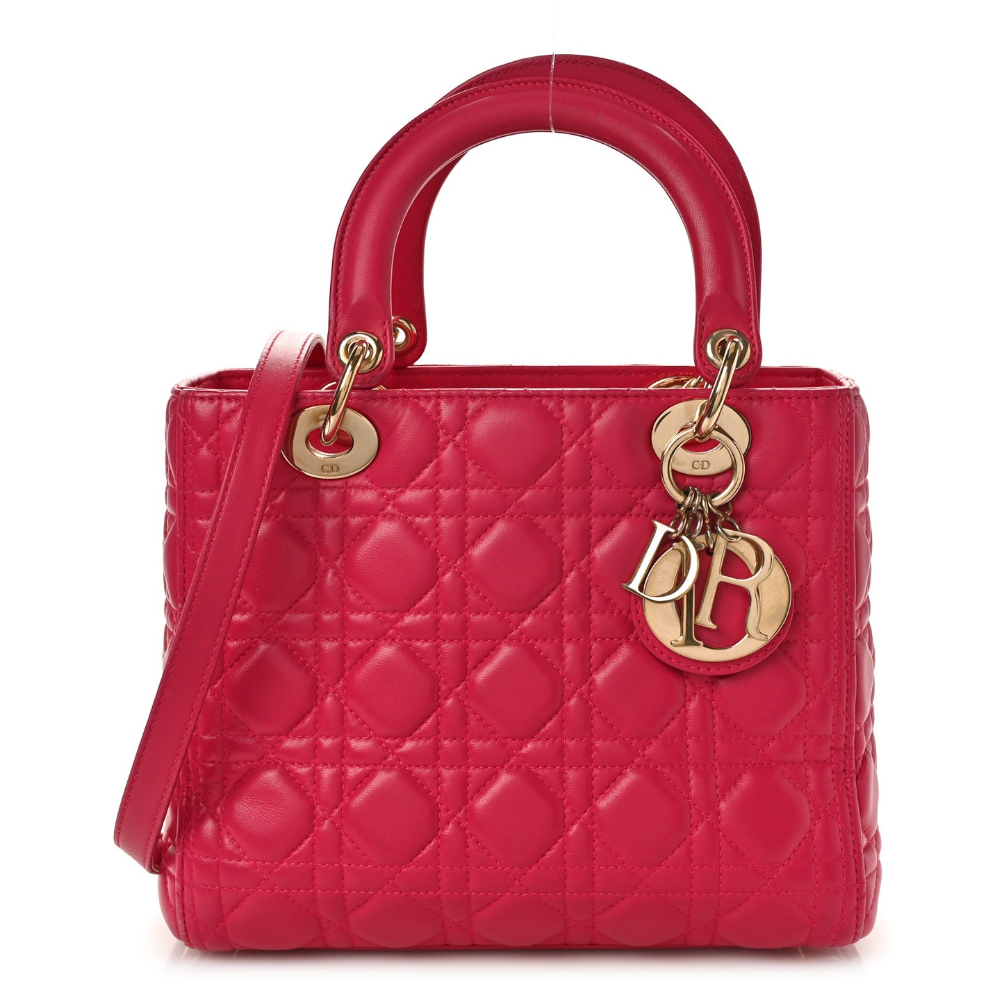 Lambskin Cannage Medium Lady Dior Fuchsia