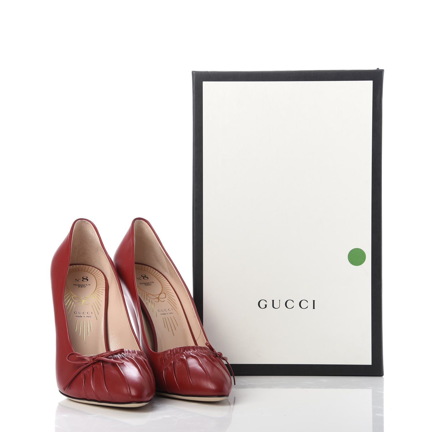 Gucci Nappa Bow High Heel Pumps 38.5 Hibiscus Red 10 of 10