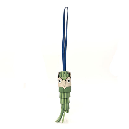 Hermes Milo Lambskin Epsom Chouette Bag Charm Vert Yucca Vert Cricket Bleu France Nata 1 of 4
