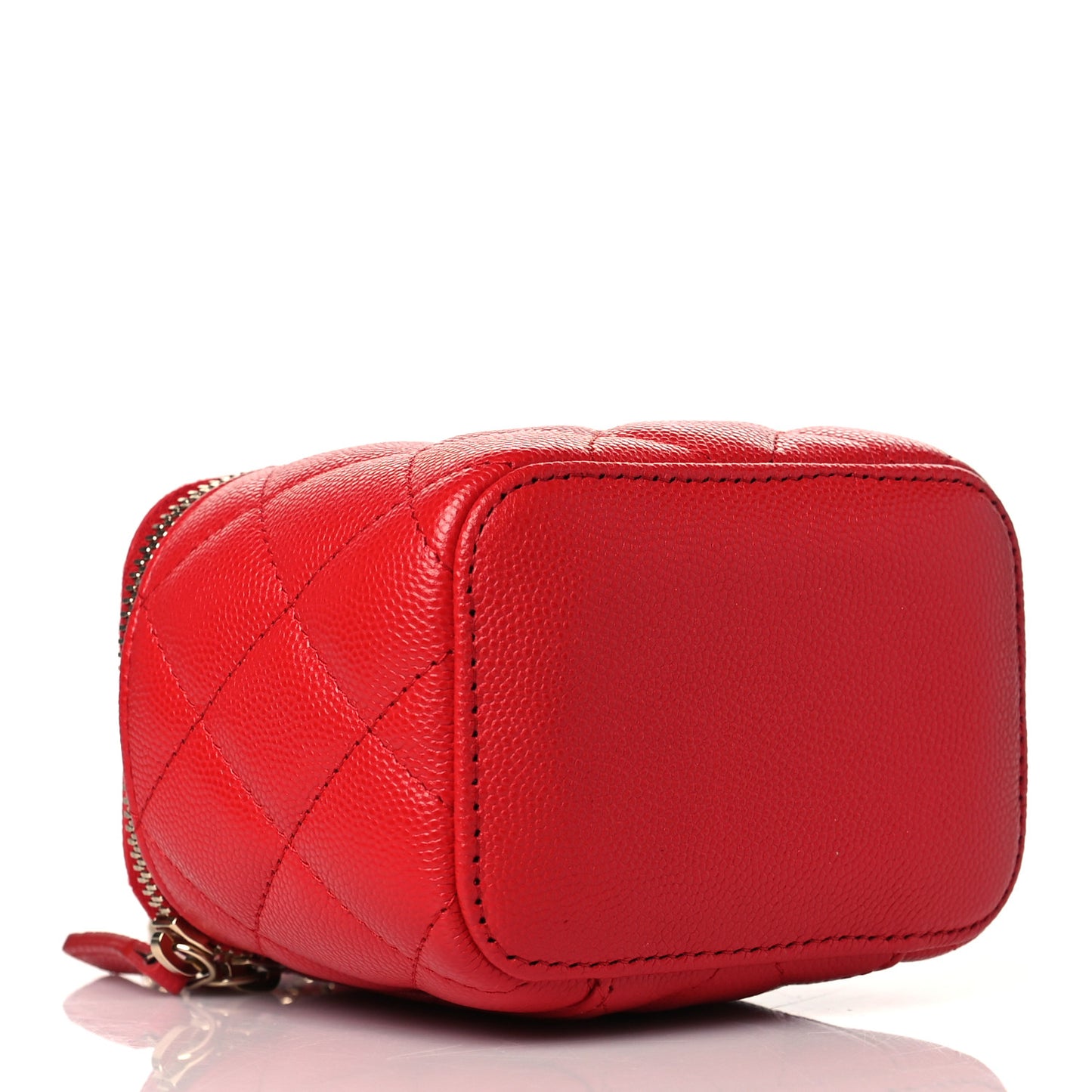 Caviar Quilted Mini Vanity Case With Chain Red