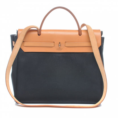 Hermes Toile Herbag PM 30 Black and Natural 4 of 8