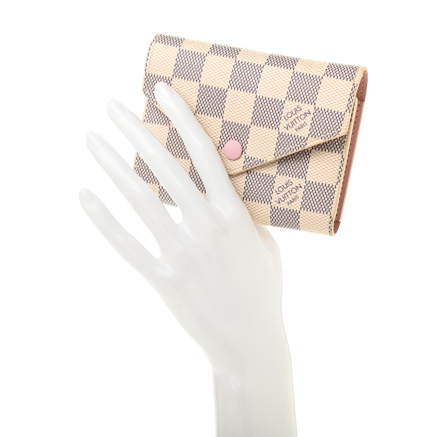 Louis Vuitton Damier Azur Victorine Wallet Rose Ballerine 2 of 7