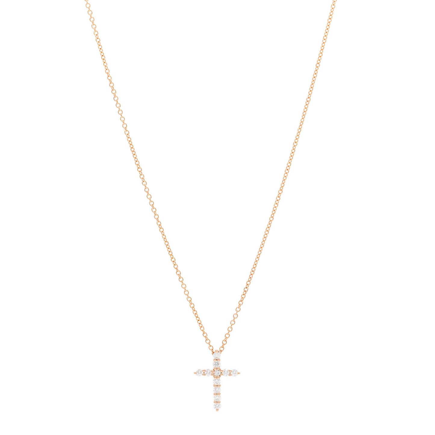 18K Yellow Gold Diamond Mini Cross Pendant Necklace