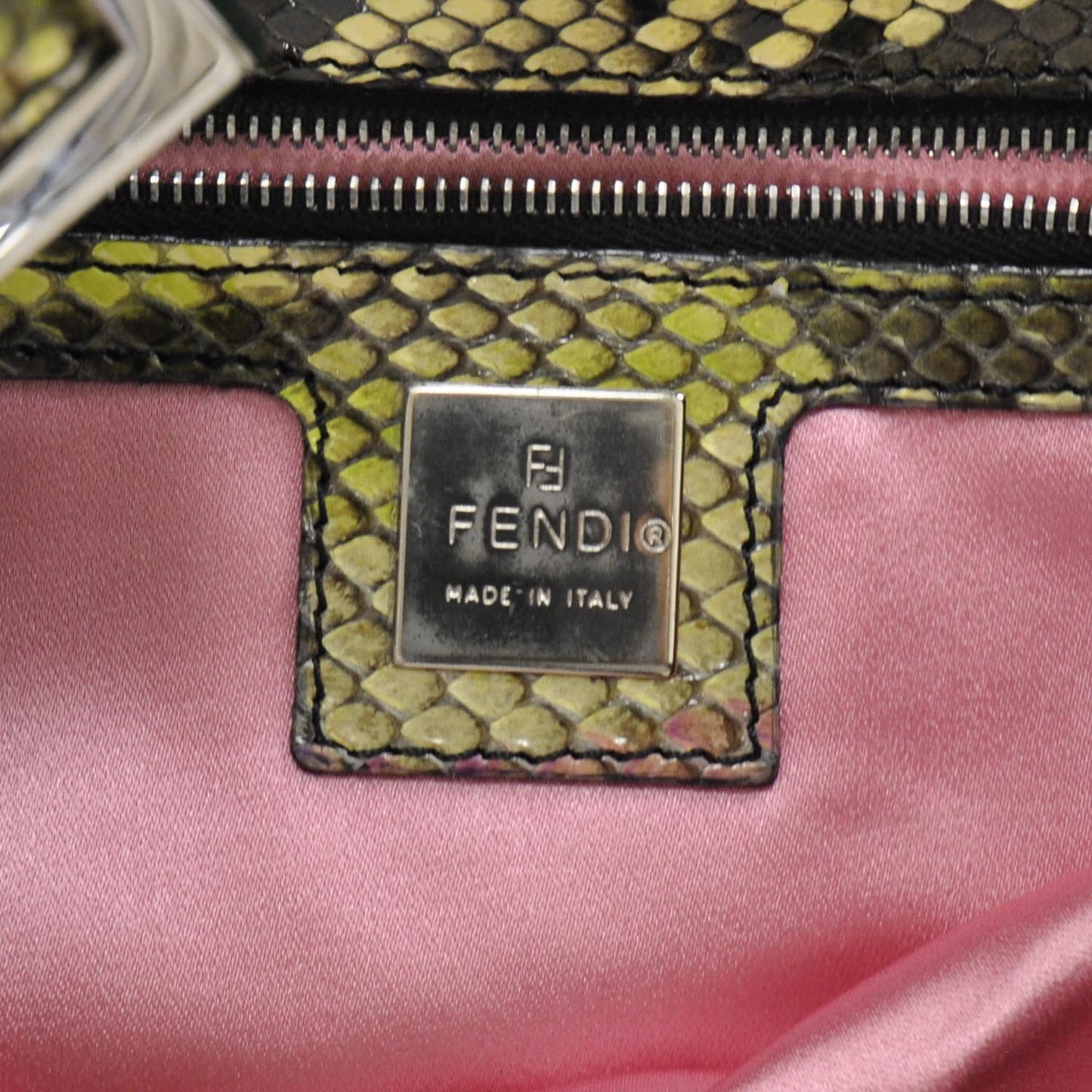 Suede Python Floral Baguette Green