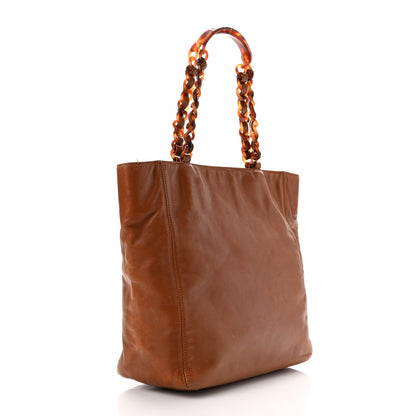 Chanel Lambskin Tortoise Chain CC Tote Brown 2 of 9