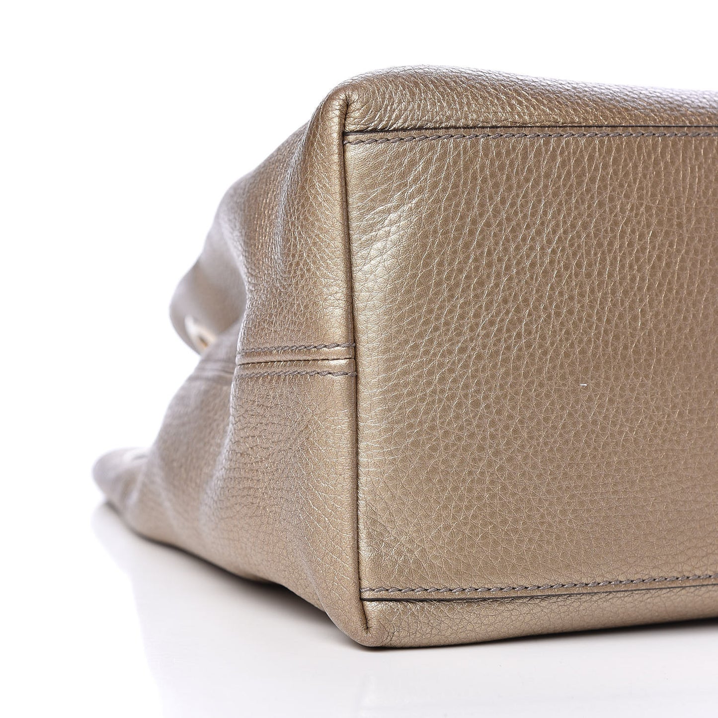 Metallic Pebbled Calfskin Medium Soho Chain Shoulder Bag Golden Beige