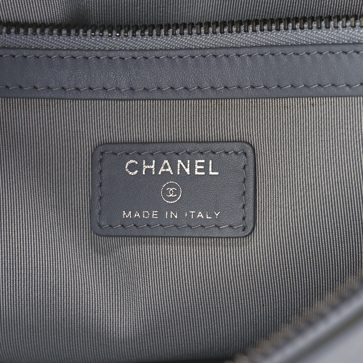 Chanel Calfskin Chain 20s Signe Medium Cosmetic Case Grey 6 of 10