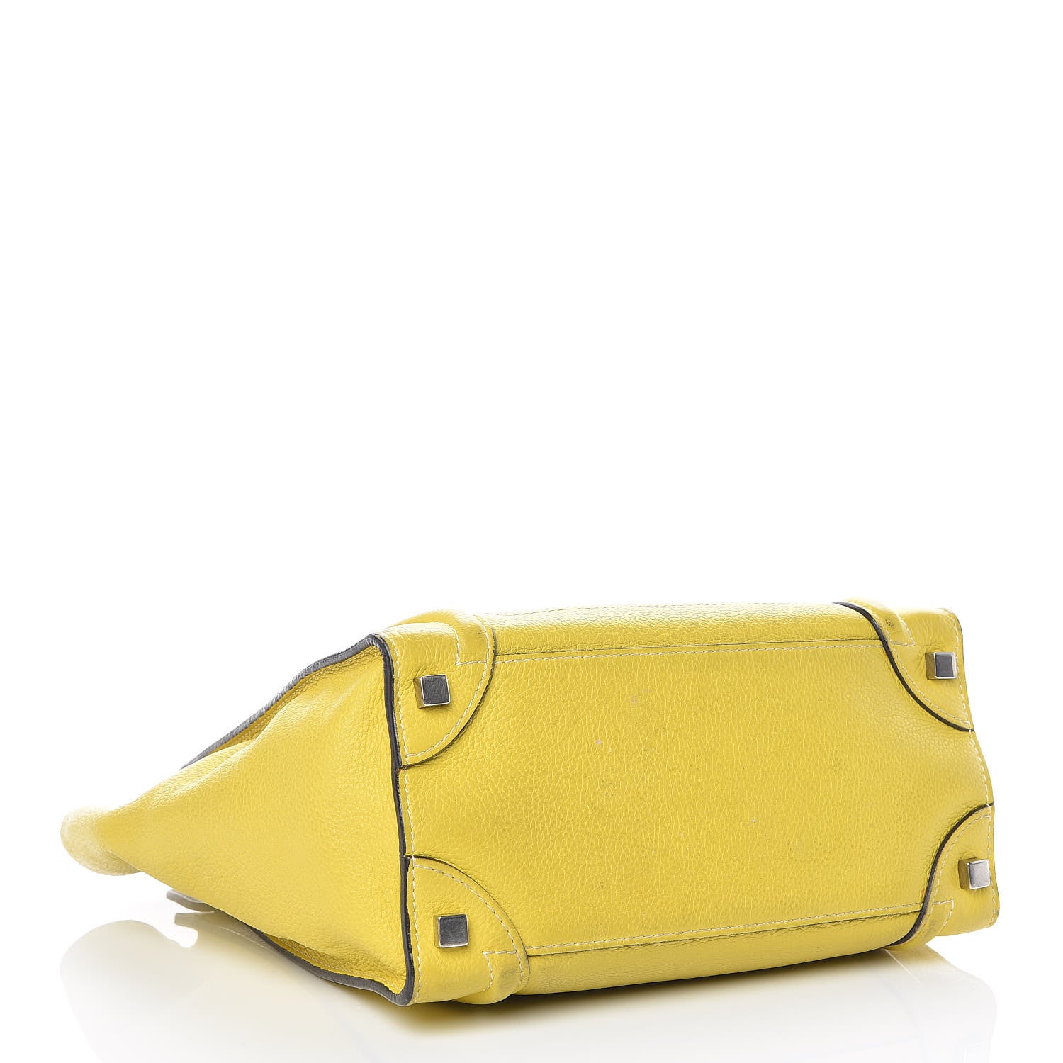 Celine Drummed Calfskin Micro Luggage Citron 4 of 19