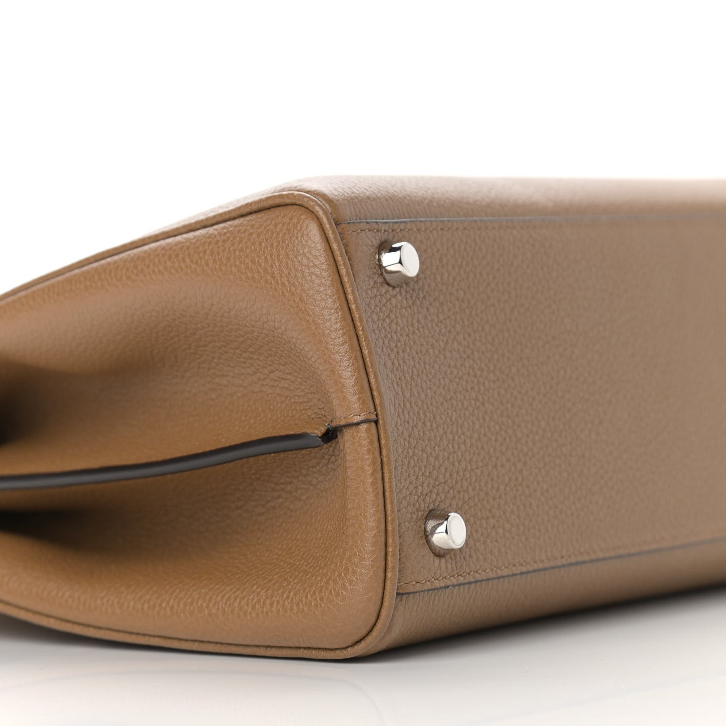 Posillipo Grain Calfskin Small Zumi Top Handle Bag Friky Taupe