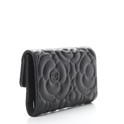 Chanel Goatskin Camellia Embossed 4 Key Holder Black 3 of 11