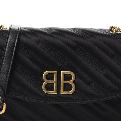 Balenciaga Satin Jacquard Logo Matelasse BB Chain Wallet Black 9 of 9