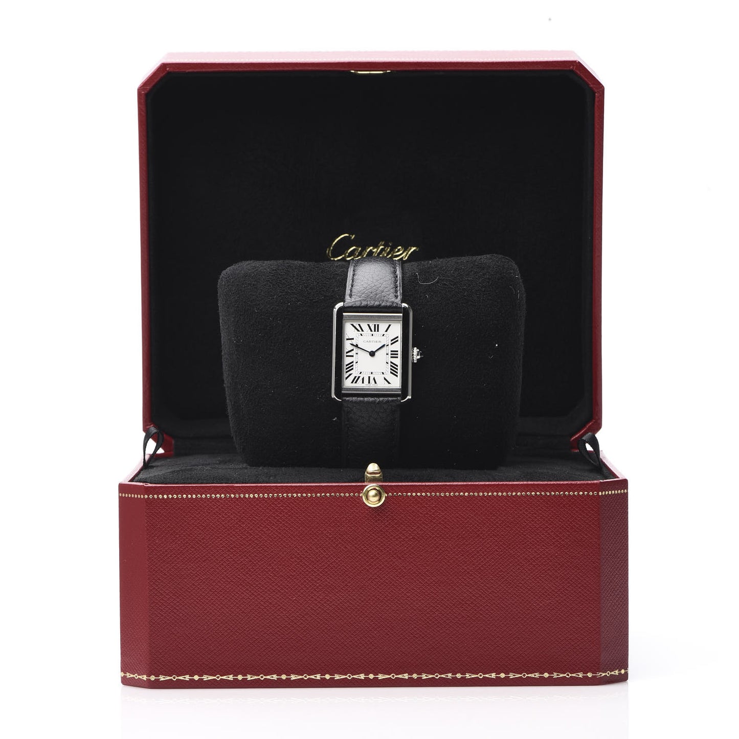 Stainless Steel Calfskin 24mm Tank Solo Quartz Watch