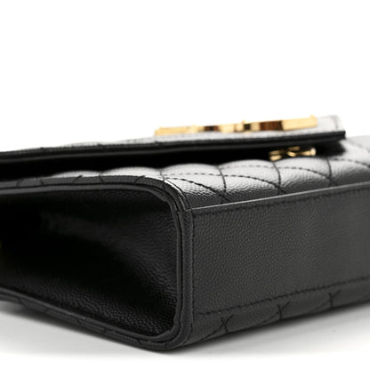Saint Laurent Grain De Poudre Textured Mixed Matelasse Triquilt Small Monogram Satchel Black 9 of 12