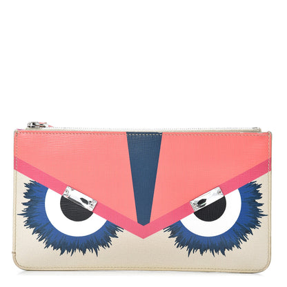 Fendi Vitello Elite Crystal Eye Monster Zip Pouch Bellini Multicolor 1 of 12