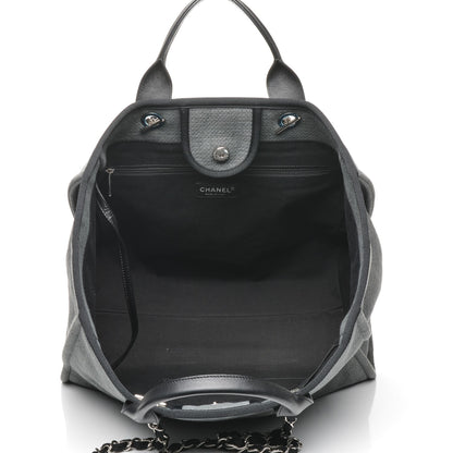 Chanel Canvas Large Deauville Tote Dark Grey 5 of 6