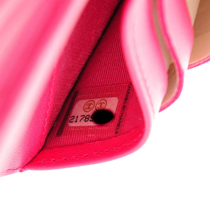 Chanel Lambskin Quilted Card Holder Wallet Fuchsia 8 of 8