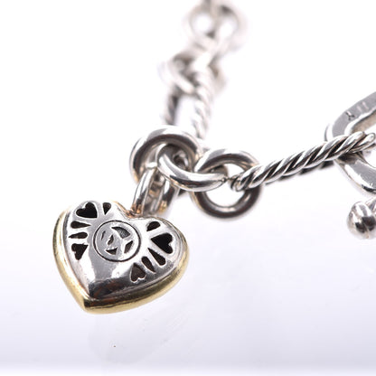 David Yurman Sterling Silver 18K Yellow Gold Cable Heart Charm Bracelet 4 of 4