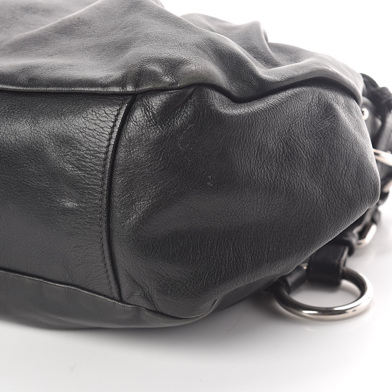 Prada Soft Calfskin Pleated Hobo Black 8 of 8