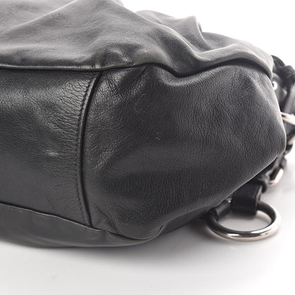 Prada Soft Calfskin Pleated Hobo Black 8 of 8