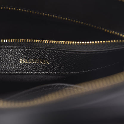 Balenciaga Grained Calfskin Logo S Ville Top Handle Bag Black White 6 of 10