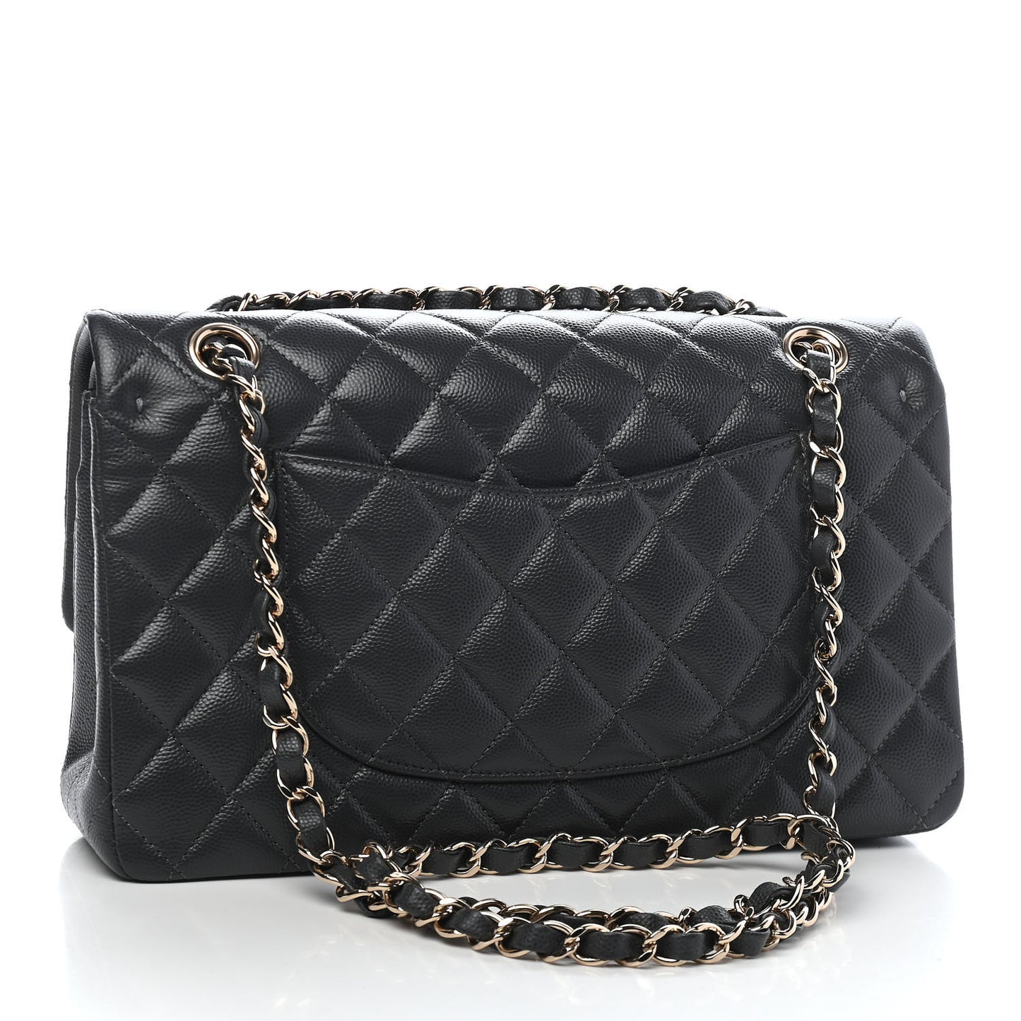 Caviar Quilted Medium Double Flap Dark Grey