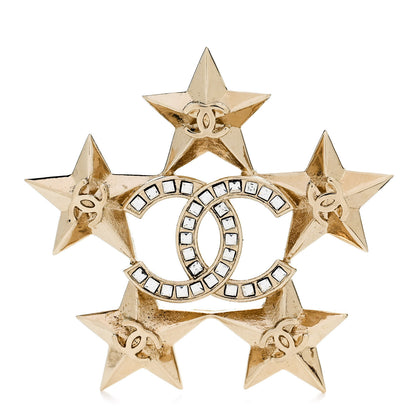 Chanel Baguette Crystal CC Star Brooch Gold 1 of 4