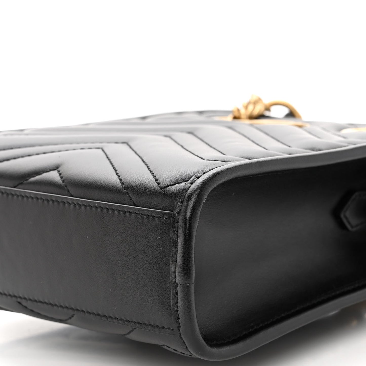 Calfskin Matelasse Chevron Mini GG Marmont Tote Black