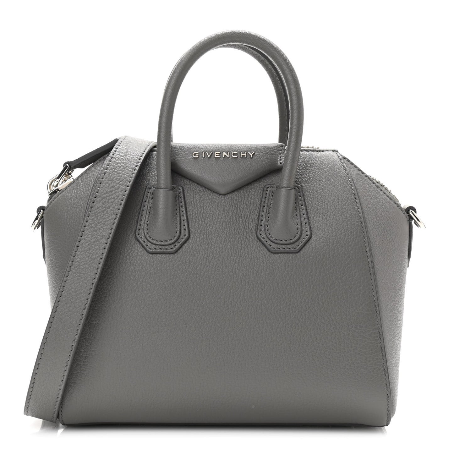 Sugar Goatskin Mini Antigona Pearl Grey