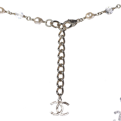 Chanel Pearl Beaded Crystal Resin CC Long Necklace Light Gold Multicolor 8 of 10