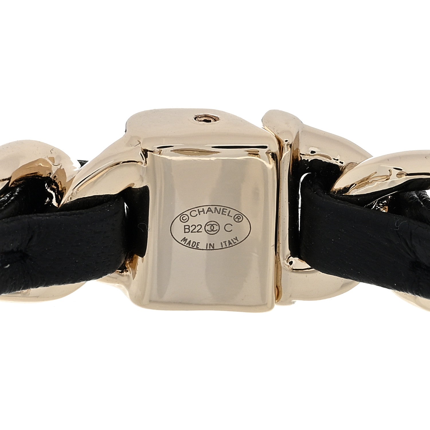 Chanel Metal Lambskin Pearl CC Heart Chain Cuff Bracelet Gold 3 of 3