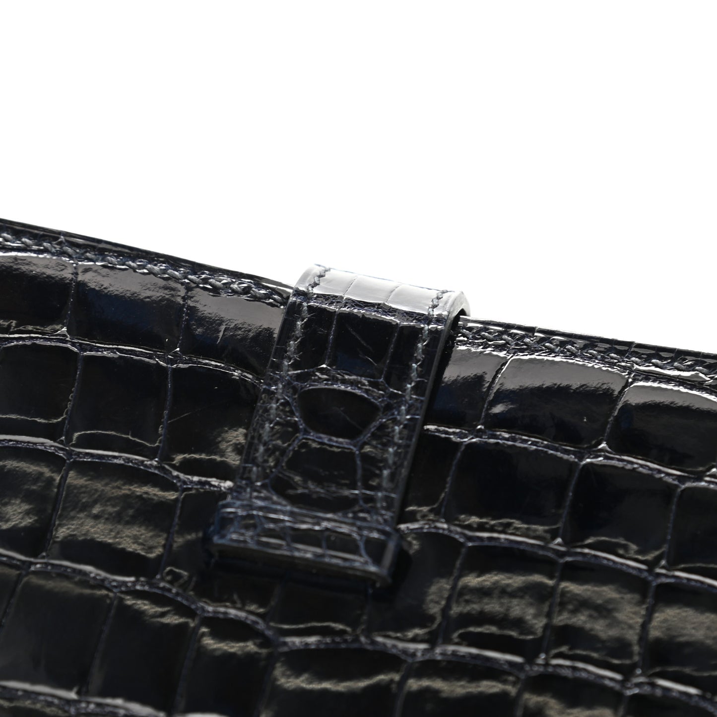 Shiny Alligator Bearn Wallet Bleu Marine