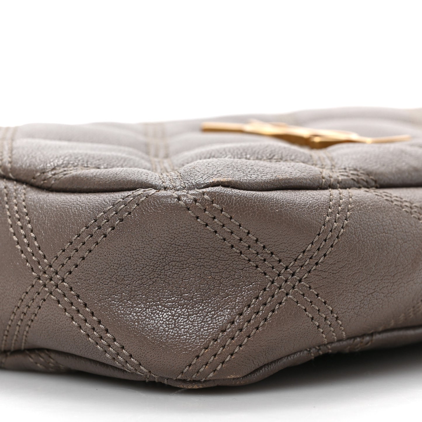Grained Lambskin Quilted Mini Becky Double Zip Bag Taupe