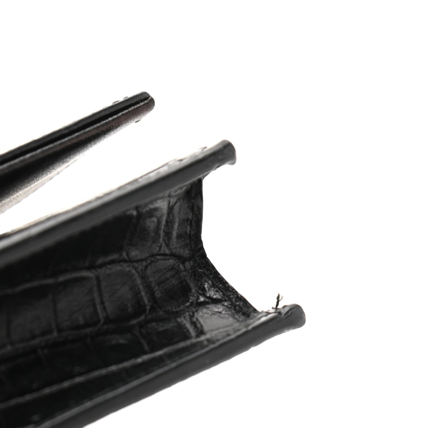 Saint Laurent Calfskin Crocodile Embossed Kate Monogram Tassel Chain Wallet Black 10 of 10