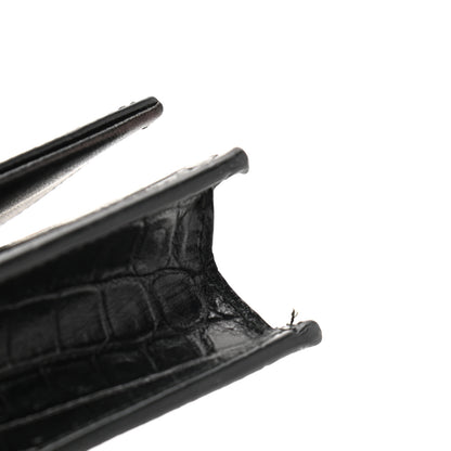 Saint Laurent Calfskin Crocodile Embossed Kate Monogram Tassel Chain Wallet Black 10 of 10