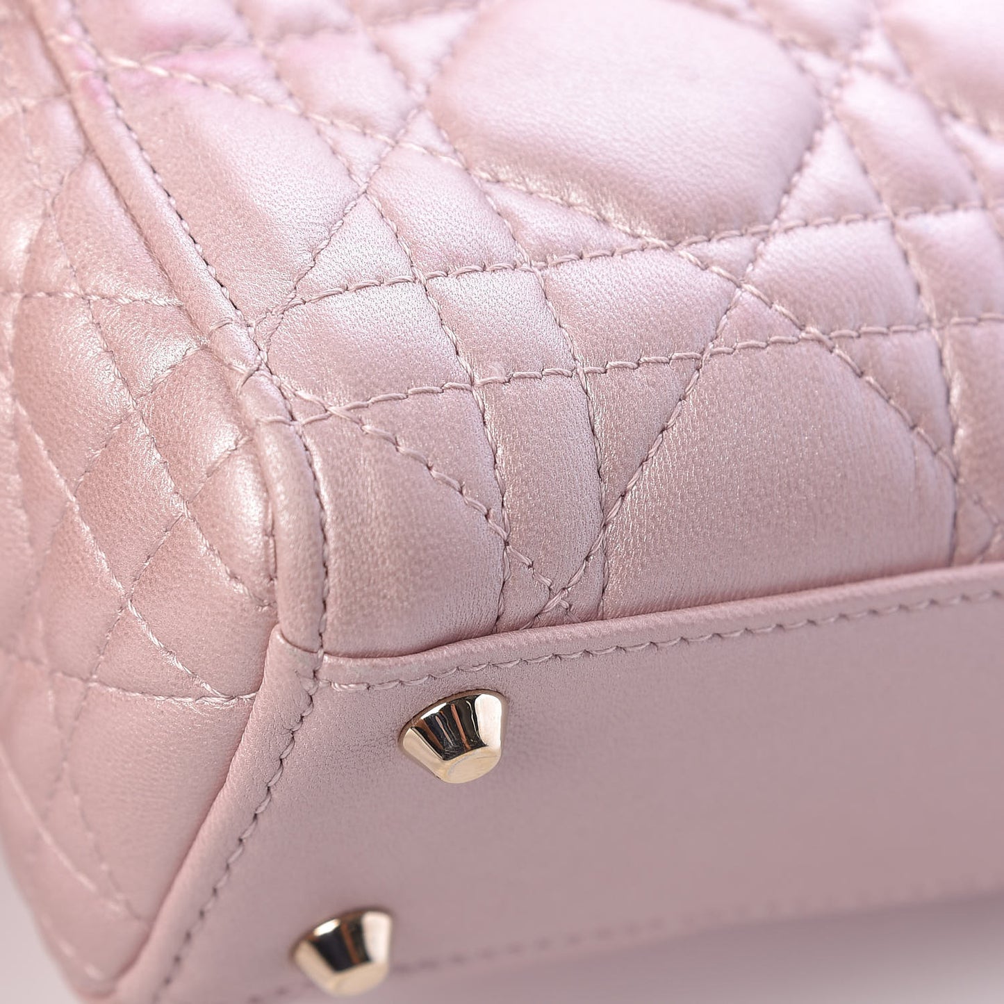 Metallic Lambskin Cannage Mini Lady Dior Lotus