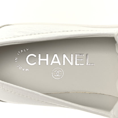 Chanel Lambskin Quilted CC Turnlock Loafers 37 White 7 of 9