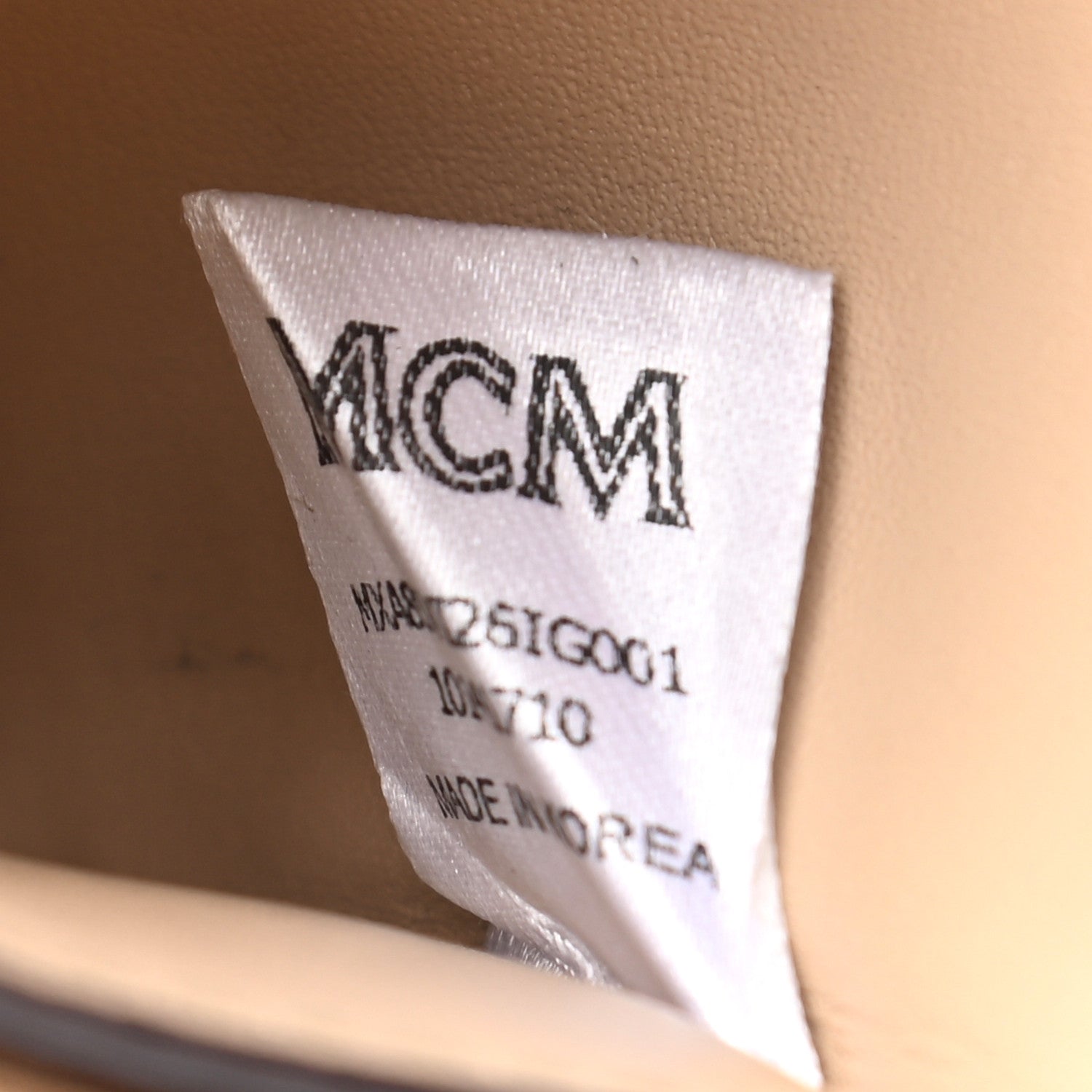 MCM Calfskin Visetos Mini Card Case Beige 6 of 6