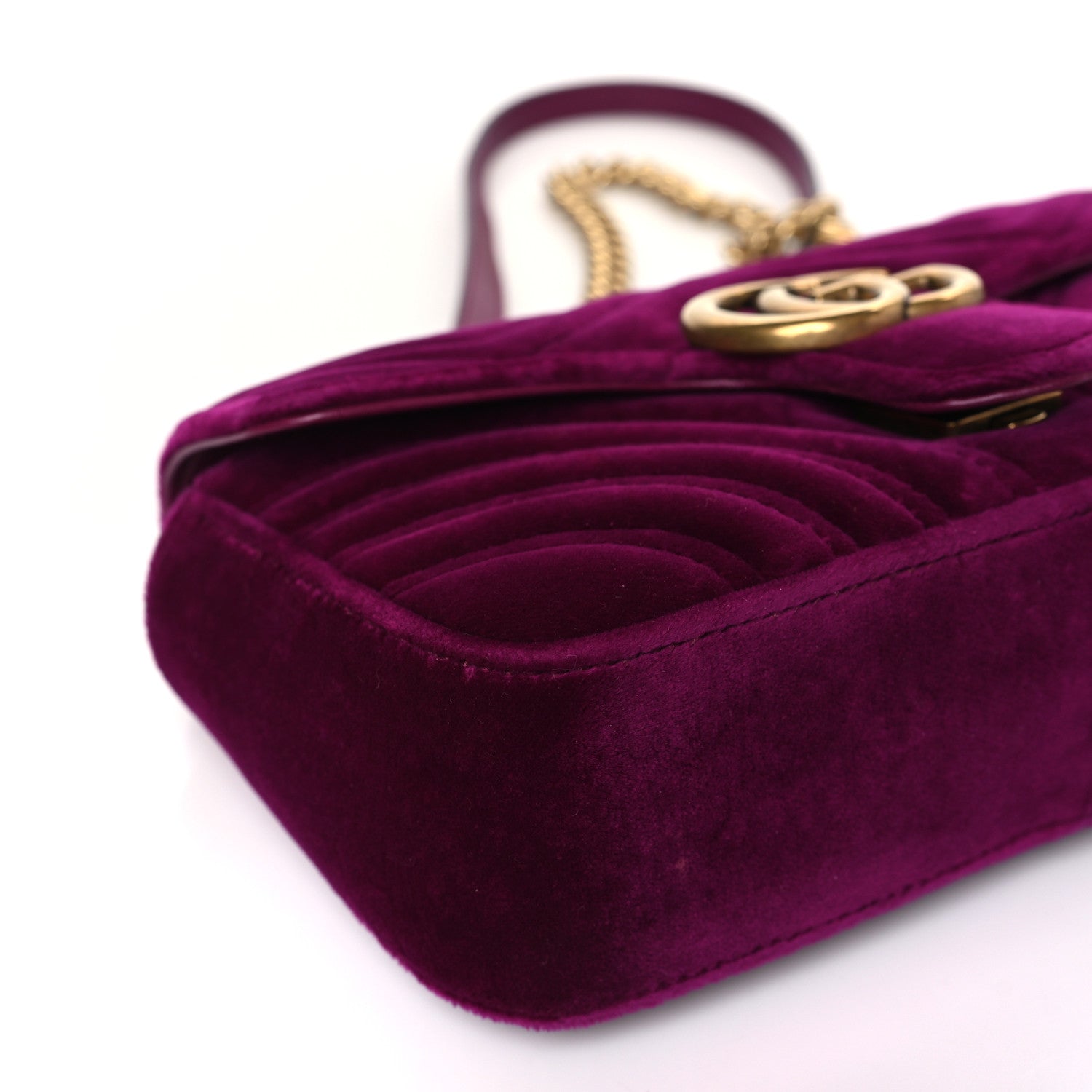 Gucci Velvet Matelasse Mini GG Marmont Shoulder Bag Fuchsia Violet Cyclamen 8 of 10