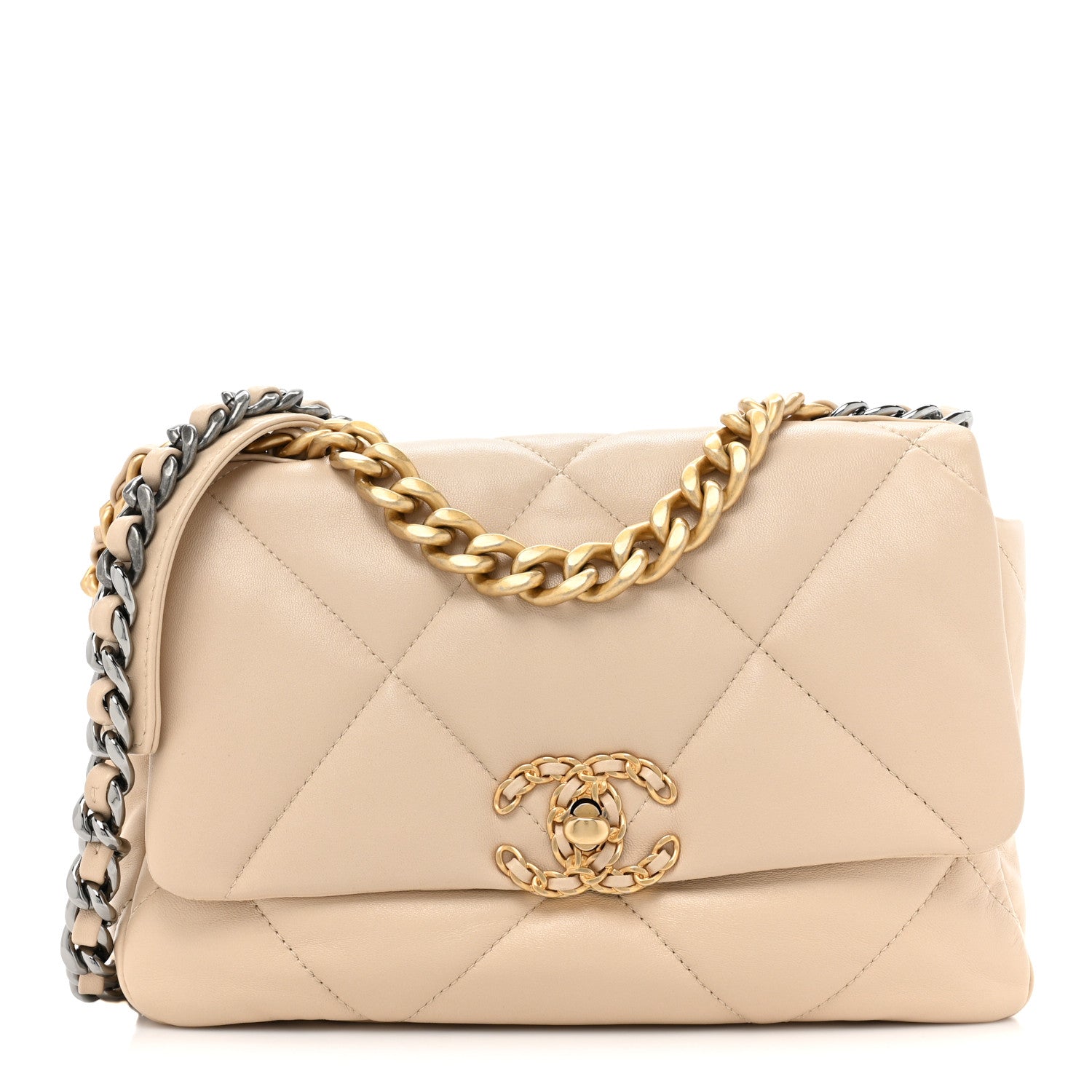 Chanel Lambskin Quilted Medium Chanel 19 Flap Beige 1 of 14
