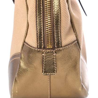 Prada Metallic Saffiano Canvas Bowler Bronzo 8 of 9