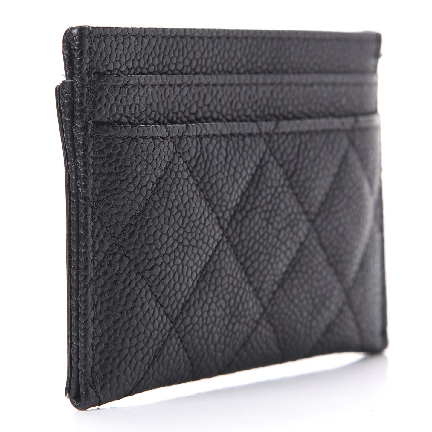 Caviar Quilted Filigree Card Holder Black